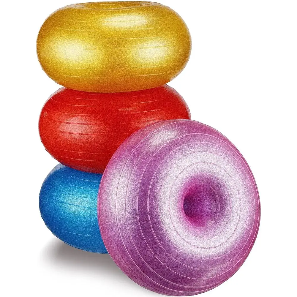

4 Pcs lexible Seating or Classroom Iatable Ball Chairs with Pump Donut Exercise Ball Cushion Seat or Balance and Stability Train