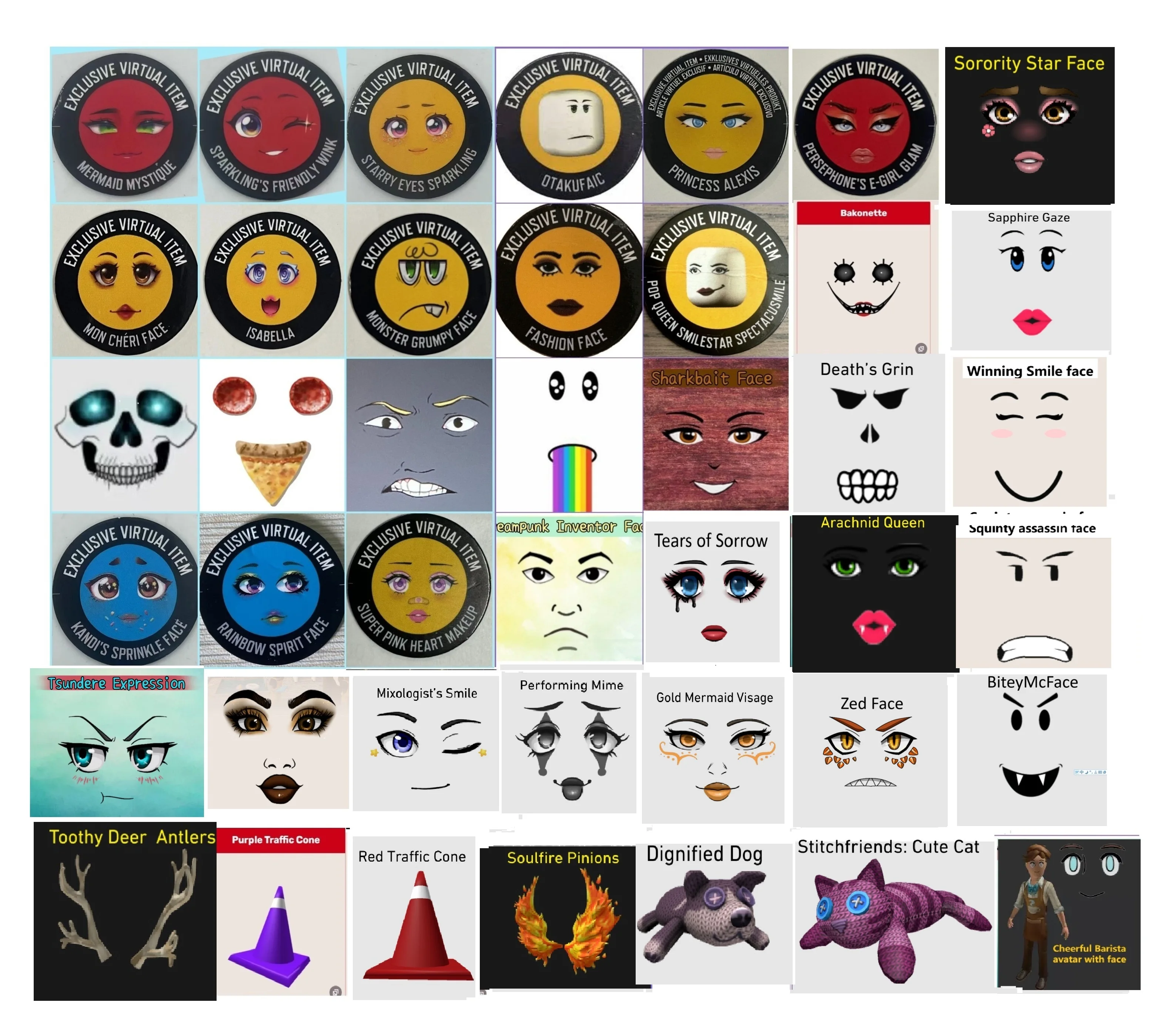 بطاقة جمع رمز الوجه العناصر الافتراضية وجه النجوم ودية غمزة الوجه حورية البحر وجه roblox ستار نادي نسائي الوجه التسليم الرقمي #1