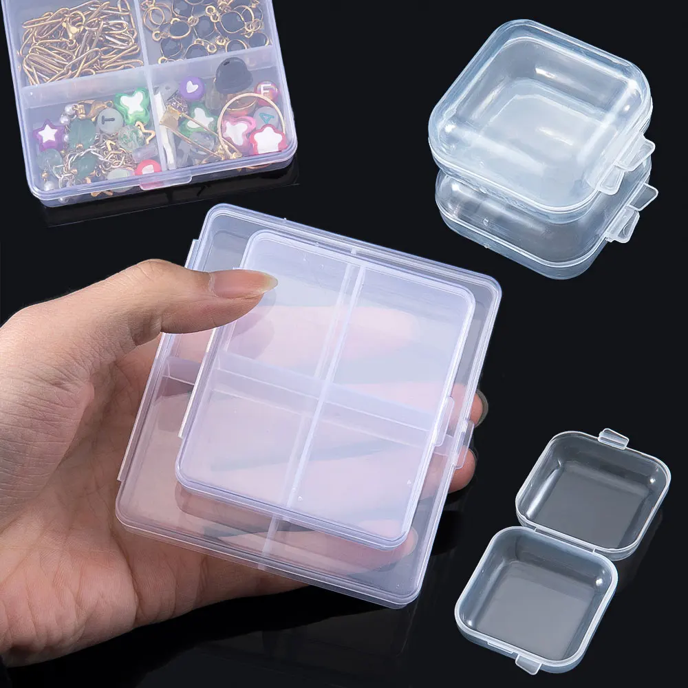 1pc Jewelry Storage Box Transparent Square Plastic Boxes Earrings Parts Packaging Storage Small Square Box DIY Jewelry Organizer