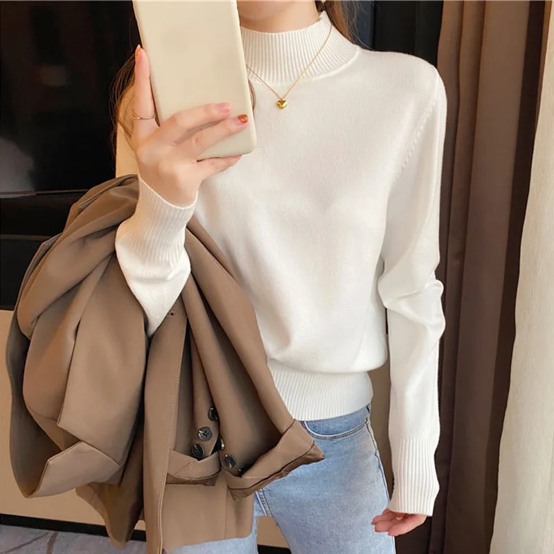 

Вязаный свитер, женские пуловеры, новый черный вязаный свитер с длинным рукавом, пуловер, женские топы, свитера Sueters De Mujer Q1262