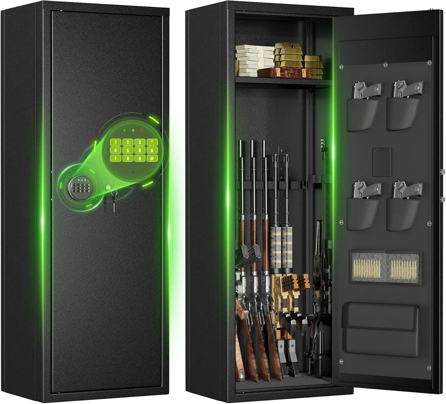 

14-16 Gun Safe for Rifles and Pistols, Rifle Safe with Keyboard Lock, Gun Cabinet for Rifles and Shotguns, Quick Access GunSafe