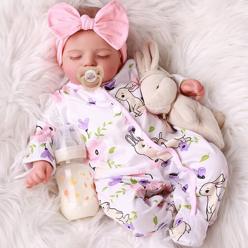 

18inch 45cm Rosalie Newborn Baby Doll Cute Sleeping Doll with Soft Cloth Body Hand Painted with Veins