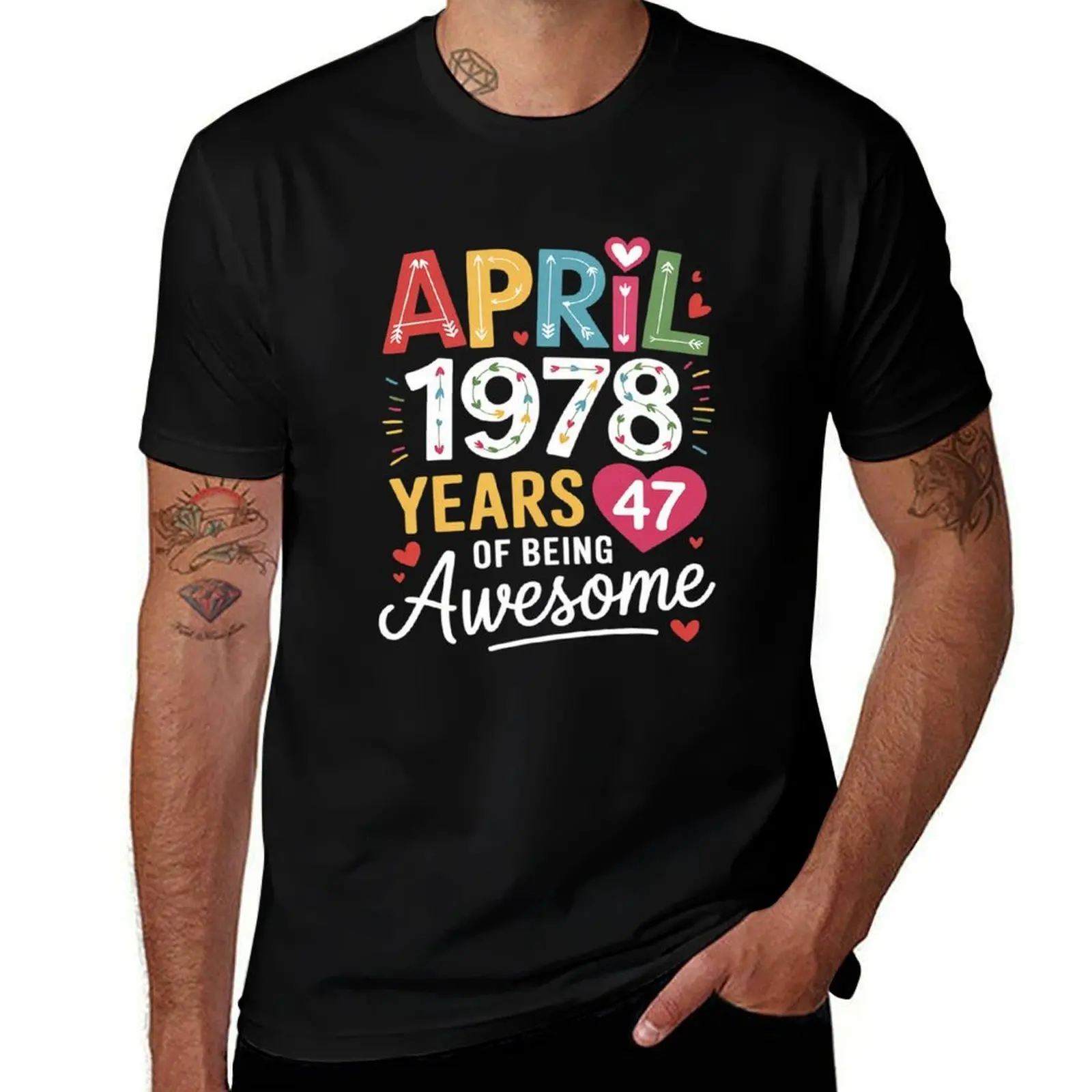 

47 Year Old April 1978 Floral 47th Birthday T-Shirt oversized t shirt blue archive cute tops mens tall t shirts