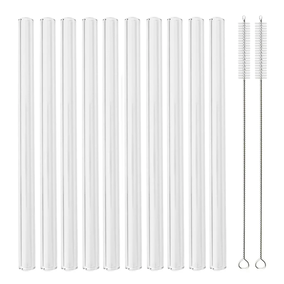 10Pcs Reusable Drinking Straw 12mm Glass Straws Eco-friendly High Borosilicate Glass Straw Colorful Tube Party Bar Drinkware