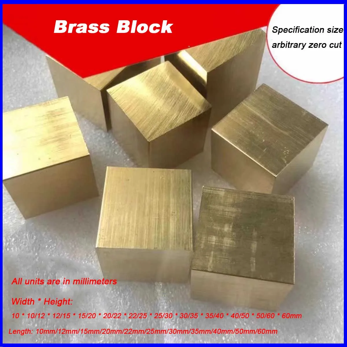 10/12/15/20/22/25/30mm Thickness H59 Brass Block - Square Bar Strip Solid Cube Copper Block