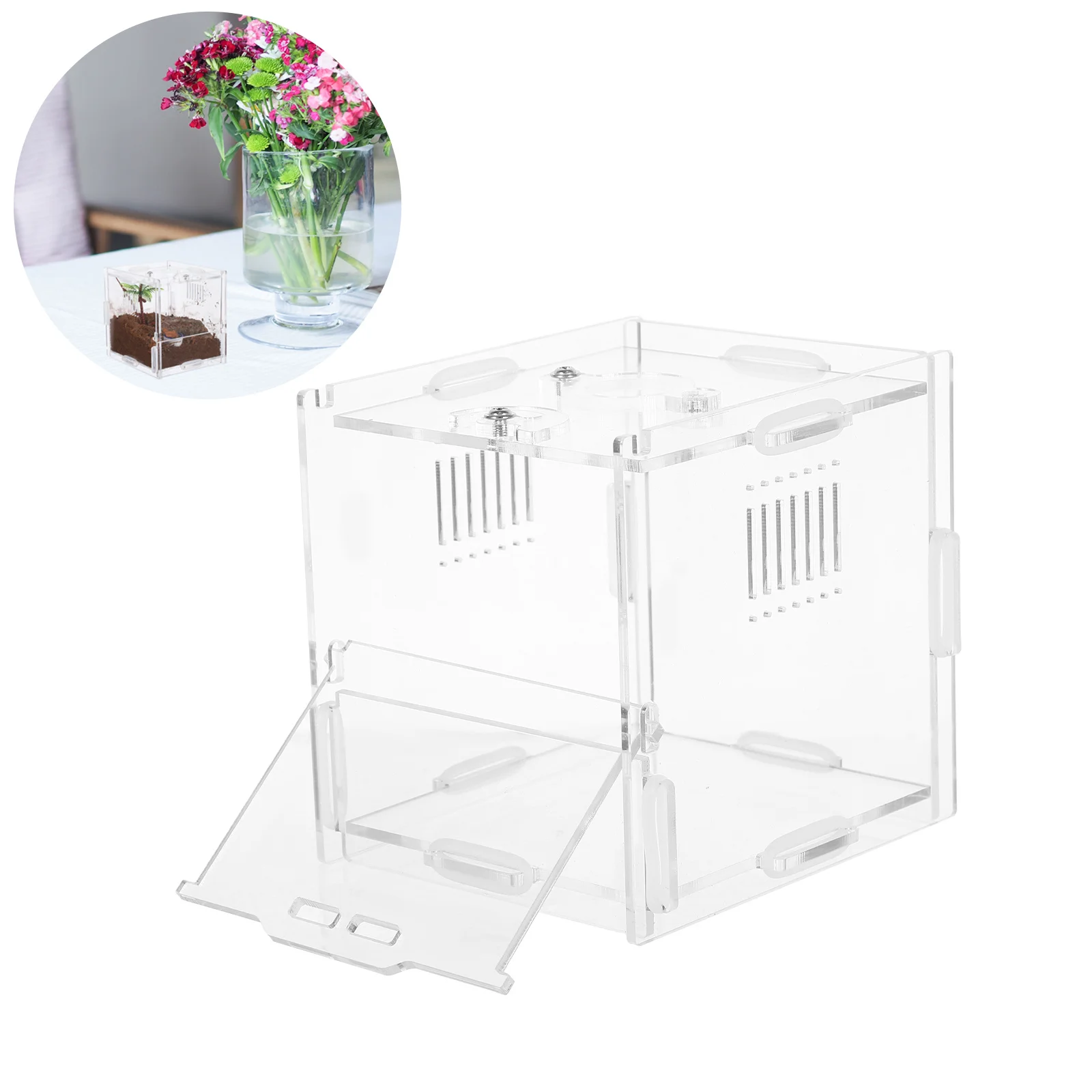 

Acrylic Breeding Box Transparent Reptile Habitat For Spider Frog Gecko Lizard Small Pet Enclosure Portable Terrarium