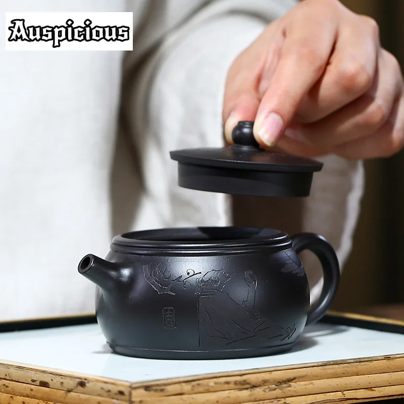 160ml Yixing Handmade Purple Clay Teapots Raw Ore Black Mud Tea Pot Ball Shaped Infuser Kettle Chinese Zisha Tea Set Drinkware