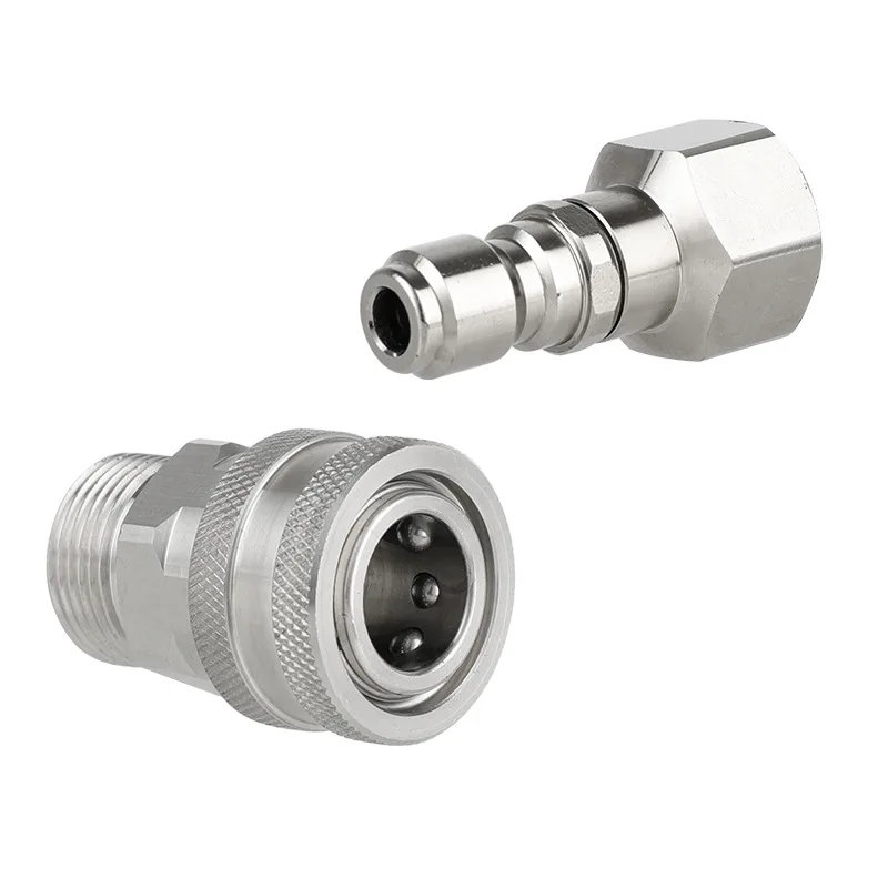 

Водяной пистолет высокого давления Водопровод Специальный быстрый соединитель из нержавеющей стали 3/8 M22/14 с защитой от намотки внутри и снаружи