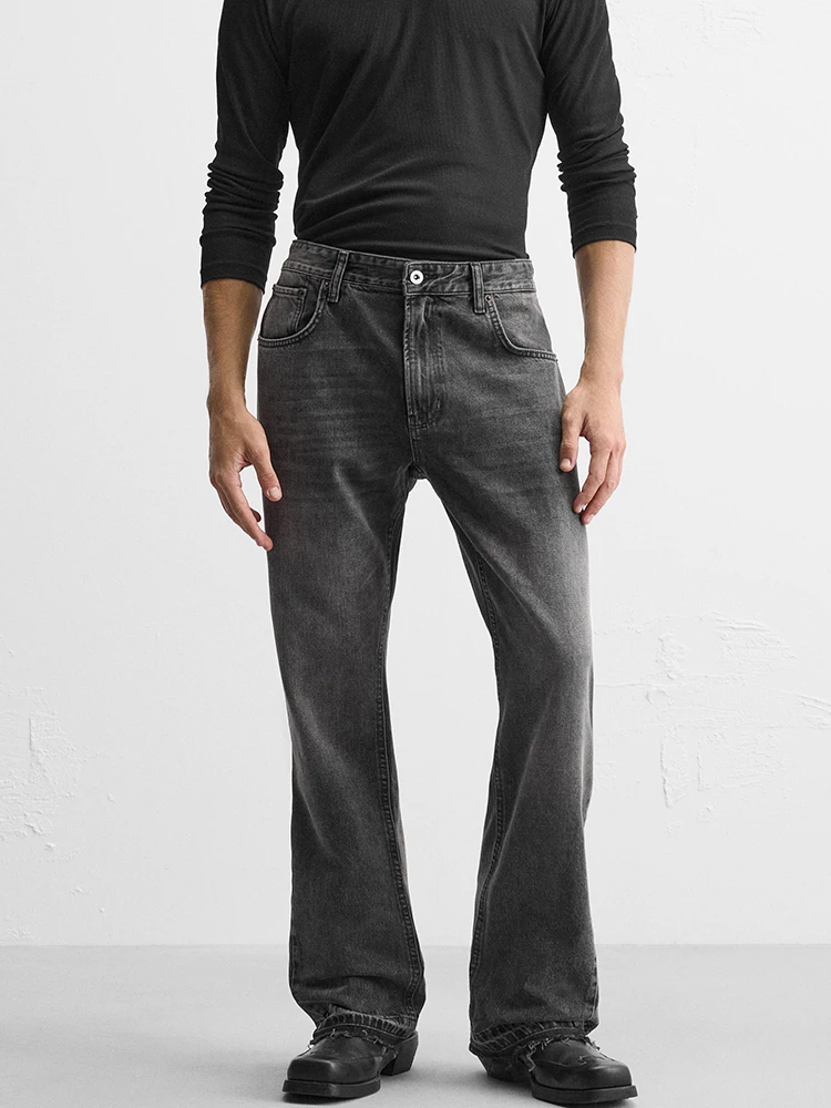 

Spring New Arrival Men's Comfortable Casual Cotton Denim Flared Pants Breathable Lightweight Straight Leg Trousers for Daily ...