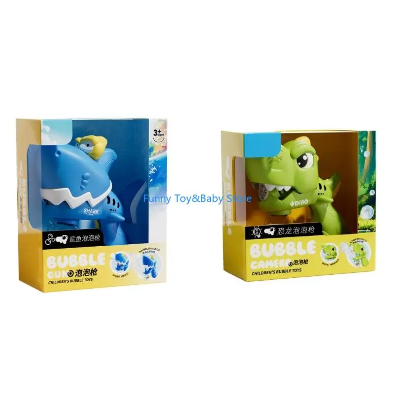 

Автоматические пистолеты для пузырей, игрушка для воздуходувки со светодиодной подсветкой, форма акулы и динозавра для детей, на