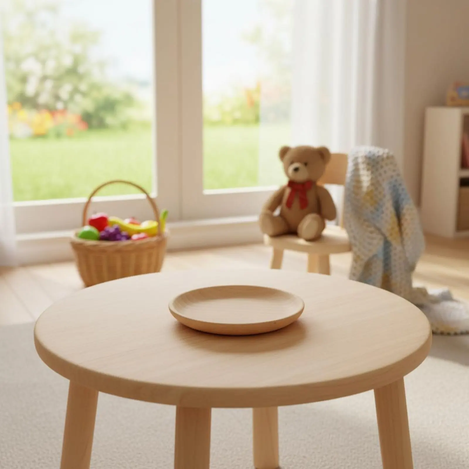 

16 Pieces Pretend Play Dinnerware Set Educational Beech Wood Toy Tableware Wooden Toy Tea Set Realistic Design for Preschoolers
