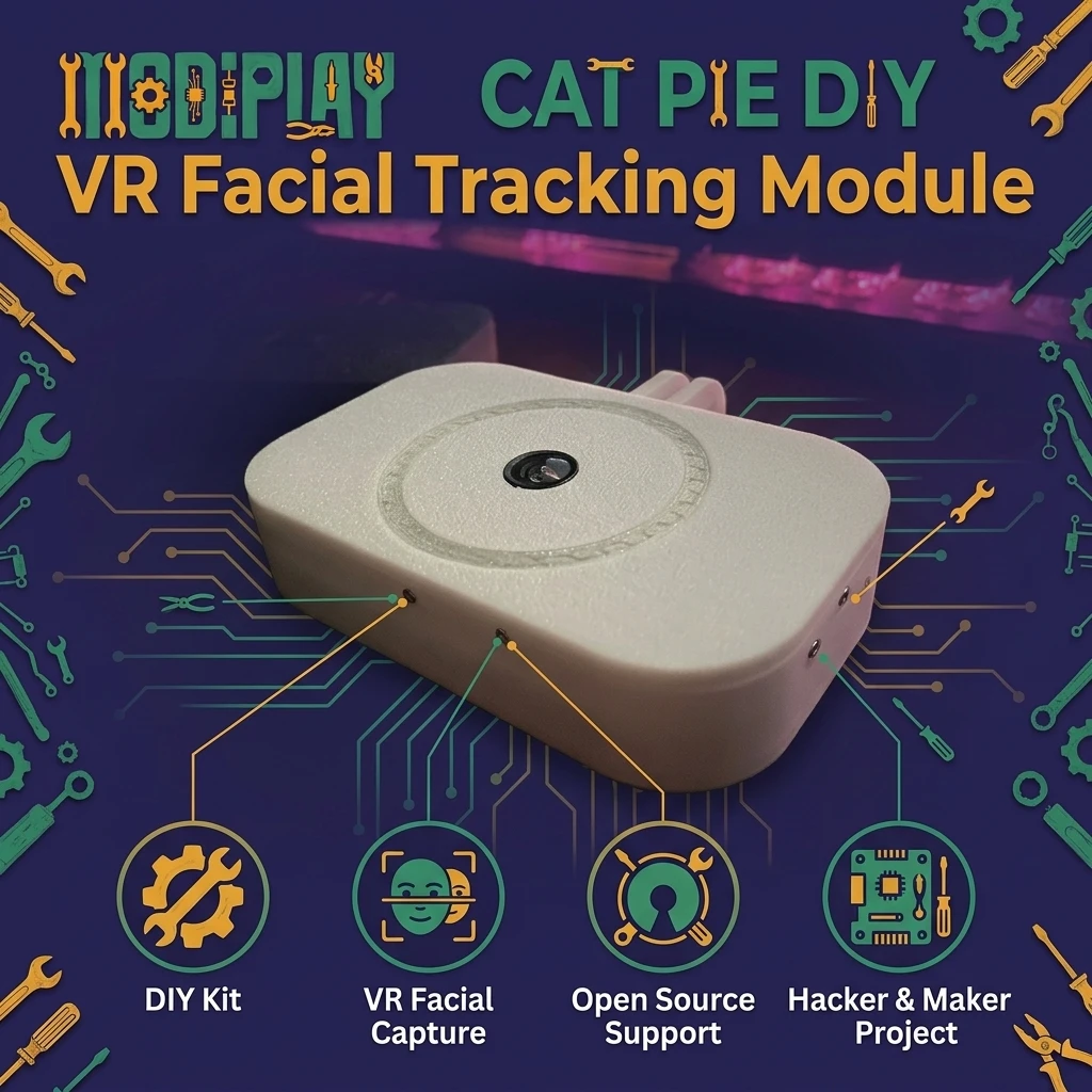 Cat Pie Wireless VR Face Tracker Module (ESP32 SMT Version, IR Night Vision, 8-9h) for VRChat & Open-Source Motion Capture