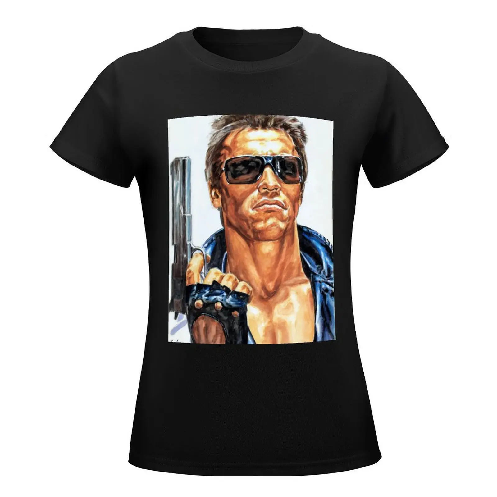 Arnold Schwarzenegger painting movie poster art T-Shirt vintage clothes summer tops tees Women's summer blouses 2024