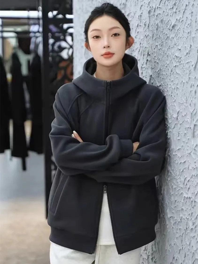 

Мужская модная толстовка с капюшоном, осенняя модная свободная повседневная одежда на молнии из хлопка и полиэстера, теплая верхняя одежда для пар