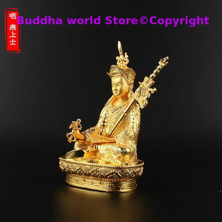 2025  Greco-Buddhist HOME OFFICE Talisman efficacious House Protection # Tibetan Buddhism Padmasambhava Gilding statue 14 CM