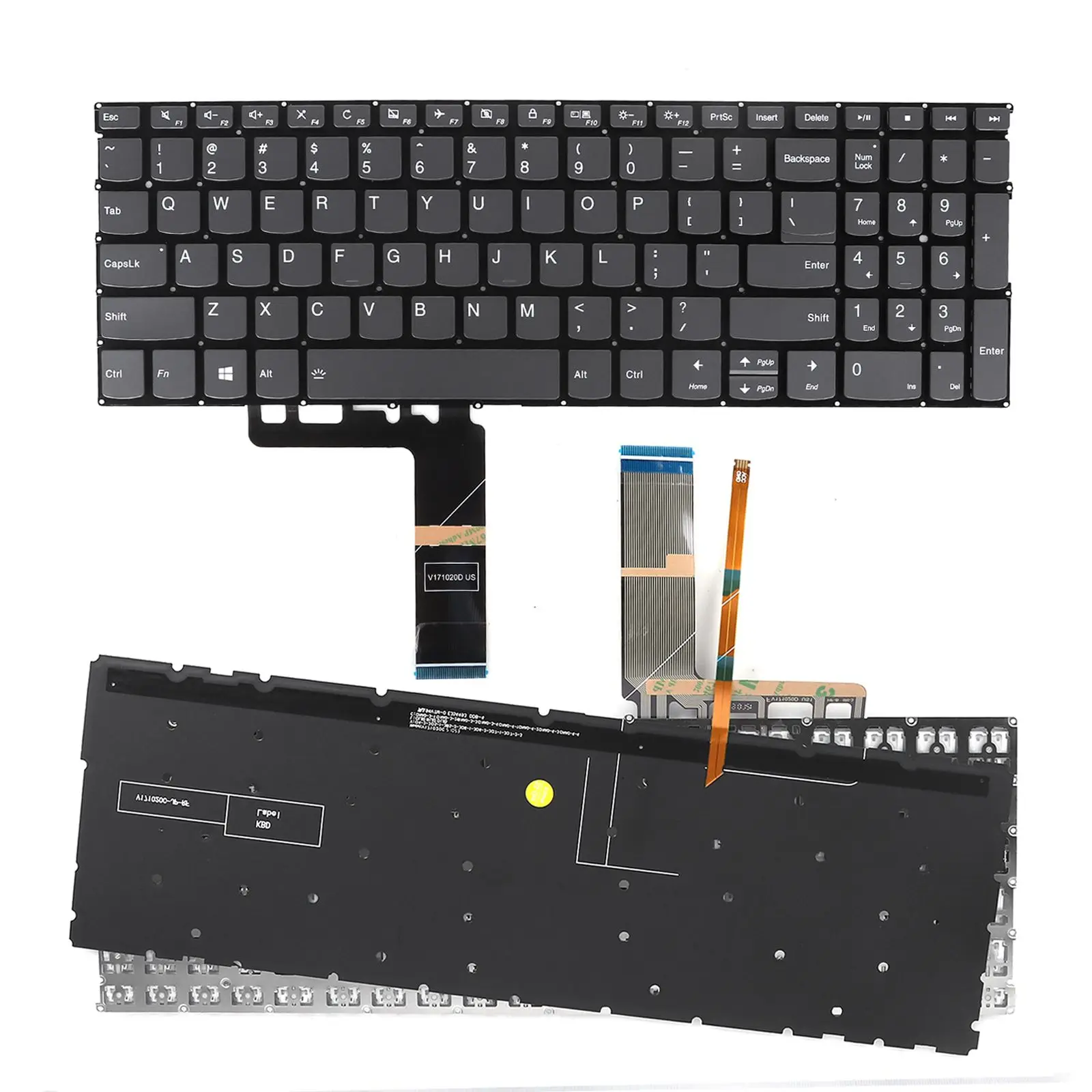 US Laptop Keyboard for Lenovo ThinkBook 15-IIL 15-IML Ideapad S540-15IML 15IWL Gray with Backlit without Frame