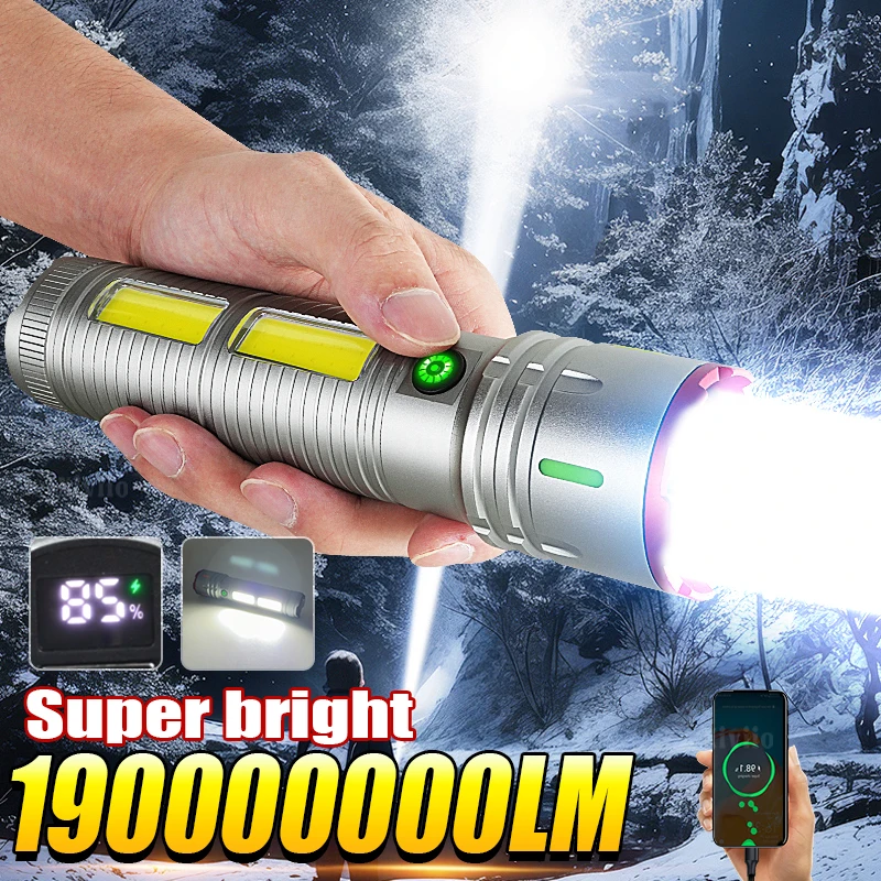 

Супер яркий перезаряжаемый светодиодный фонарик 19000000LM 1000WUltra Power дальний тактический фонарь уличный ручной фонарь для кемпинга