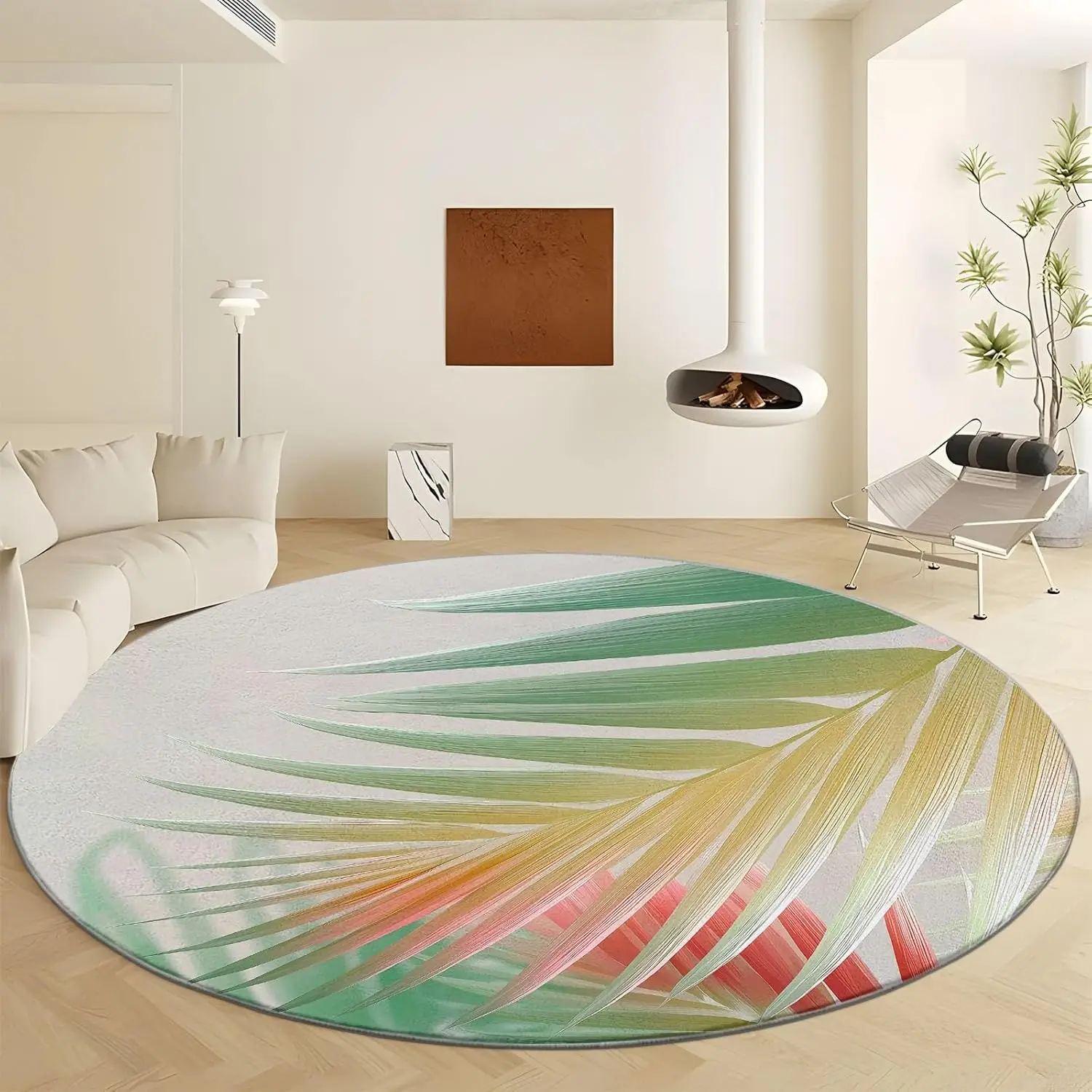 Cute Strawberry Print Round Rug – Soft Washable Non-Slip Circular Mat for Bedroom Bathroom Kids Room