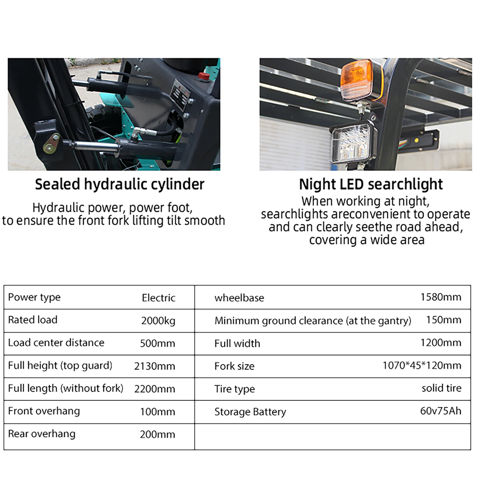 Pago completo, no un depósito, carretilla elevadora eléctrica de 2 toneladas, camión elevador de cambio lateral con manejo de batería de plomo-ácido