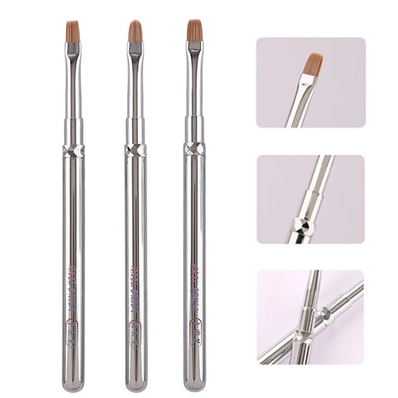 1/3 個金属ハンドル新しいネイルアートブラシマニキュアペイントブラシ Uv ジェルエクステンションビルダー描画ペン