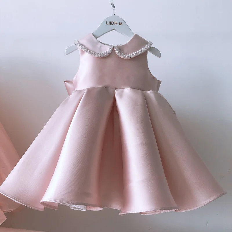 Foreign Trade Sleeveless Girl's First Birthday Dress2025Spring New Birthday Show Performance Host Girl Princess Dress