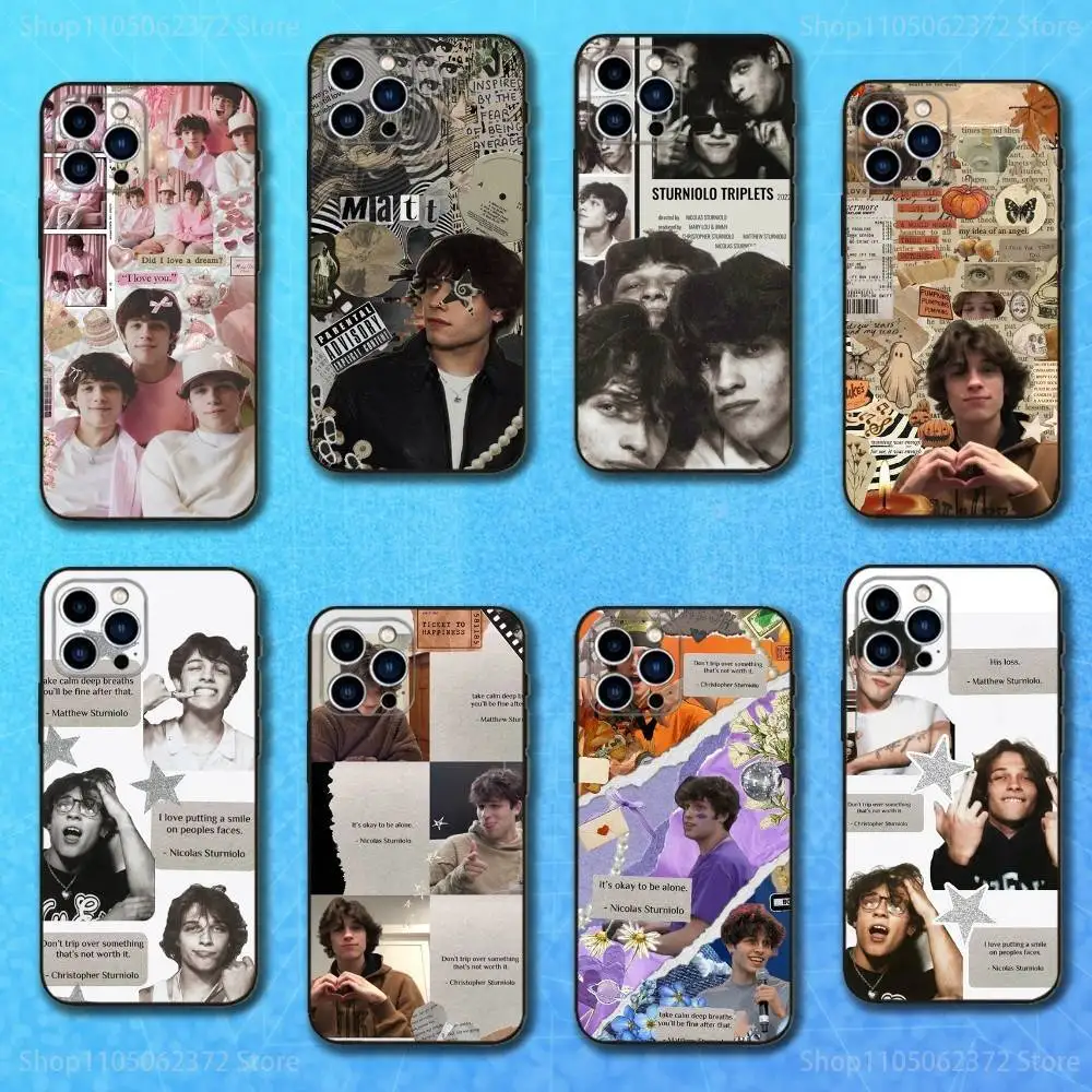 

Hot S-Sturniolo T-Triplets Case For iPhone 17,16,15,14,13,12,11 Plus,Pro Max,XS,X,XR,SE,Mini,8,7,Soft Silicone Black Cover