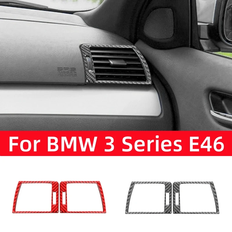 For BMW 3 Series E46 1999-2004 Accessories Carbon Fiber Car Dashboard Panel Left and Right Air Vents Trim Frame Cover Stickers