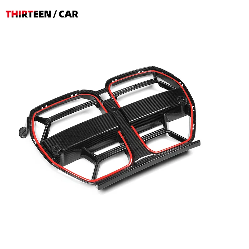 CSL Style There is a red stripe Dry Carbon Fiber Autoclave Front Bumper Front Grille New for BMW G80 M3 G82 M4 2021+