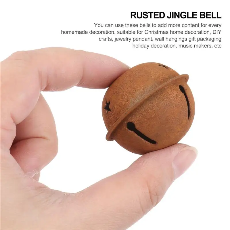 12 cascabeles con recorte de estrella de metal oxidado para decoraciones artesanales navideñas (40 mm)