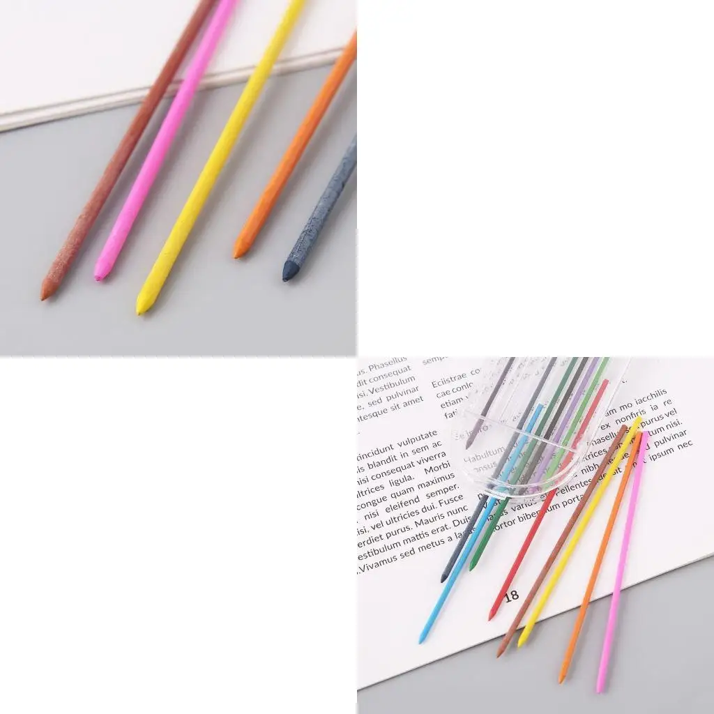 12Pcs 2.0 mm Mechanical Pencil Colors 2B Refills Draft Drawing Writing Craf