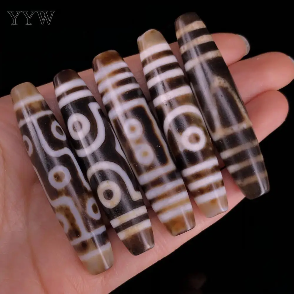 Natural Tibetan Agate Onyx Dzi Beads For Necklace Bracelet Handmade DIY Jewelry Accessories 13x58mm Vintage Stone Bulk Beads