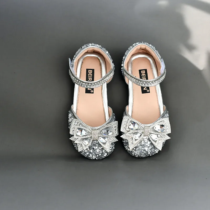 

Fashion sequins girl's sandals close toes crystal Bow summer princess Kids casual shoes party children's sandals Size 30 35