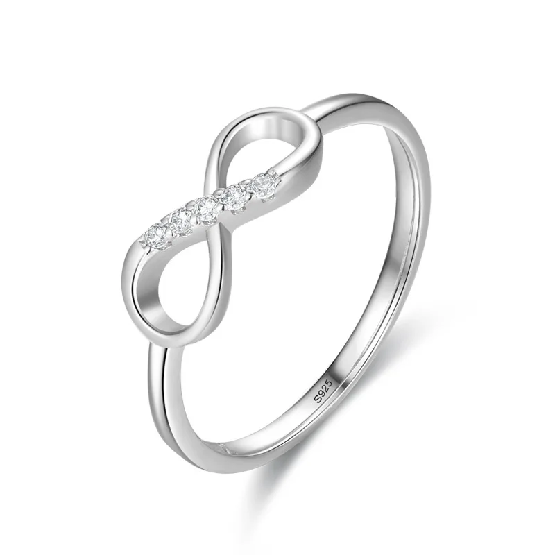 

Popular Fashion S925 Silver Rhodium Plated Infinity Love Ring Women