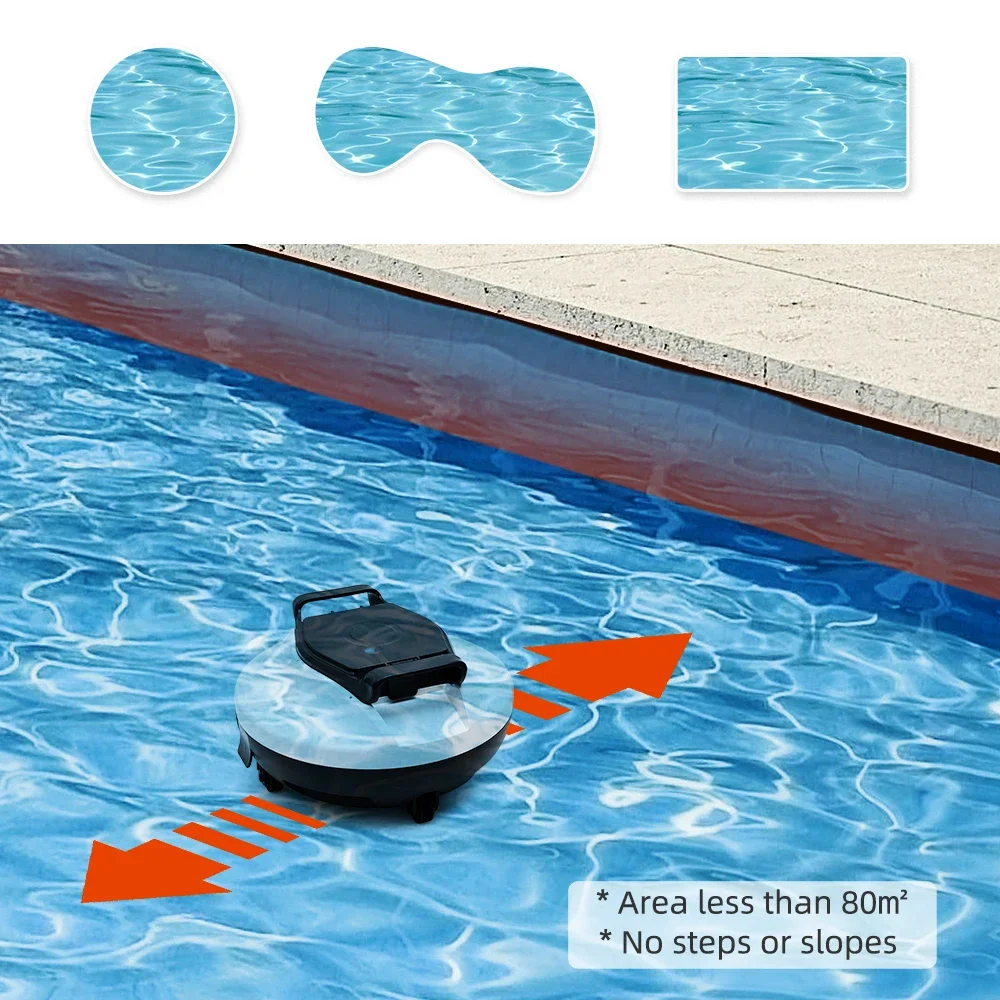 IPX8 Cordless Robotic Pool Cleaner Self-Parking Dual Motor Automatic Vacuum Pool Cleaner With LED Indicator Ideal For Flat Pools