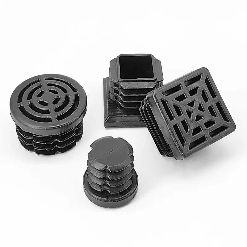 4-20Pcs Square Round Plastic Black Plug Stainless Steel Pipe Head Furniture Table and Chair Foot Pad 19*19mm-80*80mm/19mm-50mm