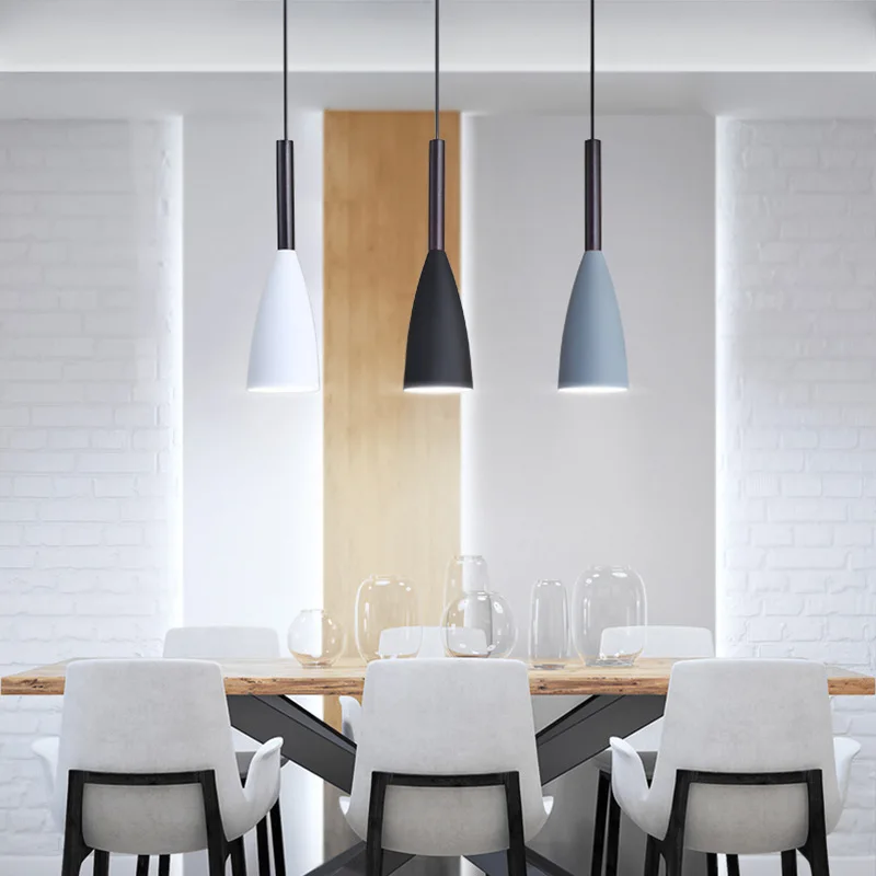 

Modern Living Room White/Black/Grey Pendant Chandelier E27 Lighting Nordic Minimalist Lamp Kitchen