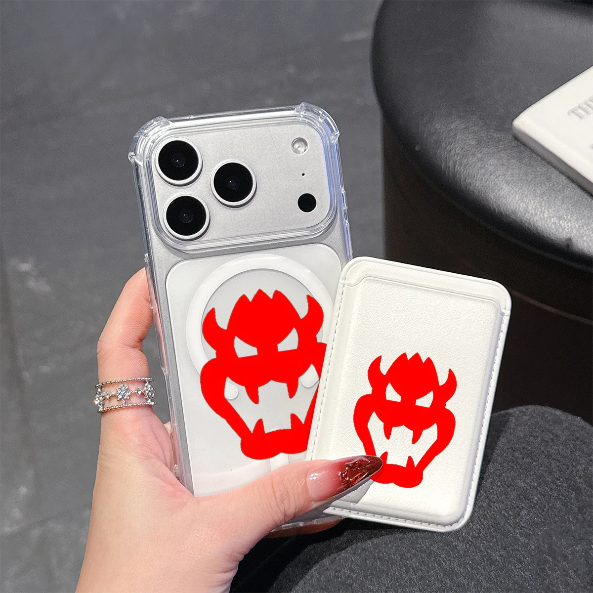 Red Monster Silhouette Phone Case For iPhone 17 16 15 14 Pro Max Plus Wallet Pocket Transparent Soft TPU for Magnetic Phone Case view 2
