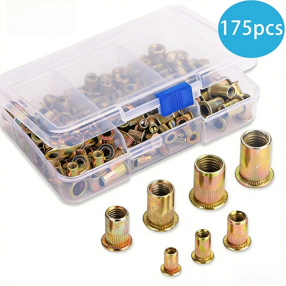 175pcs M3 M4 M5 M6 M8 M10 M12 Self-tapping Screws Carbon Steel Colored Zinc Plating Flat Hea Vertical Lines Self-tapping Screws