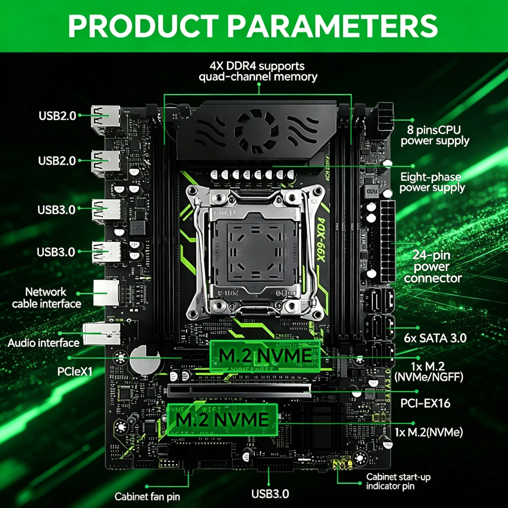 새로운 X99 마더보드 키트 C612 칩셋, 쿨링 팬, 제온 E5 2680 V4 CPU 프로세서 및 DDR4 16GB RAM 메모리 포함 썸네일 3