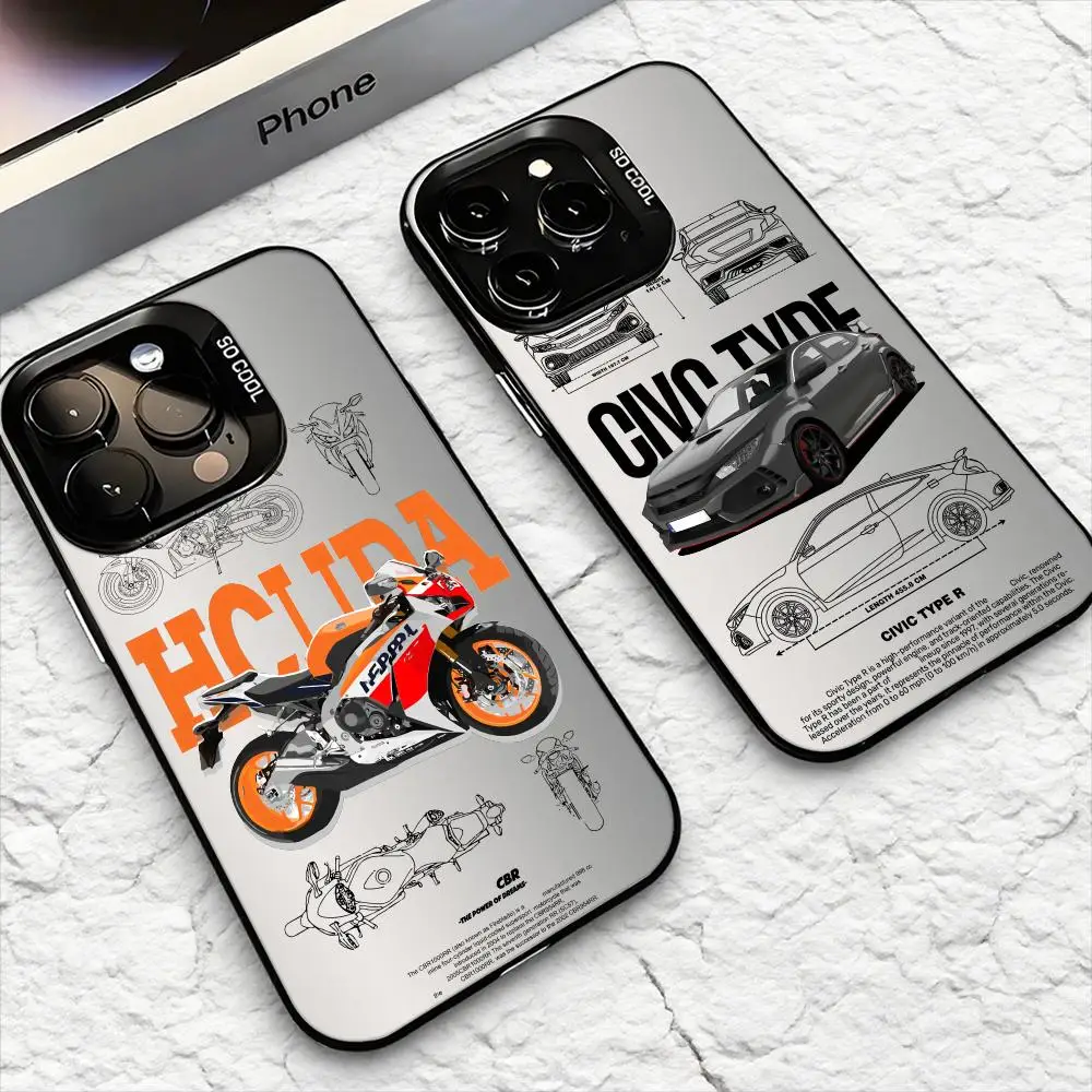 C-Civic نوع Cbr موتو جراب هاتف آيفون 17 16 15 14 13 12 11 برو ماكس الهواء ماتي ليزر أورورا للصدمات فوندا