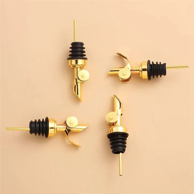 AT19-4PCS Stainless Steel Bottle Metal Air Pipe Automatic Open Cap Trachea Weighted Pourer Wine Pourer Food B