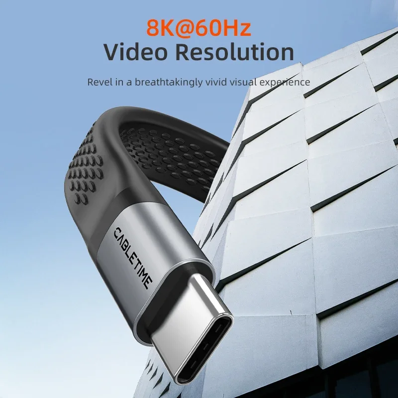 كابل CABLETIME USB4 من النوع C 40 جيجابت في الثانية 8K 60 هرتز USB C إلى النوع C كابل قصير PD 240 وات لـ Thunderbolt 3/4 iPhone 15 Pro Max C513