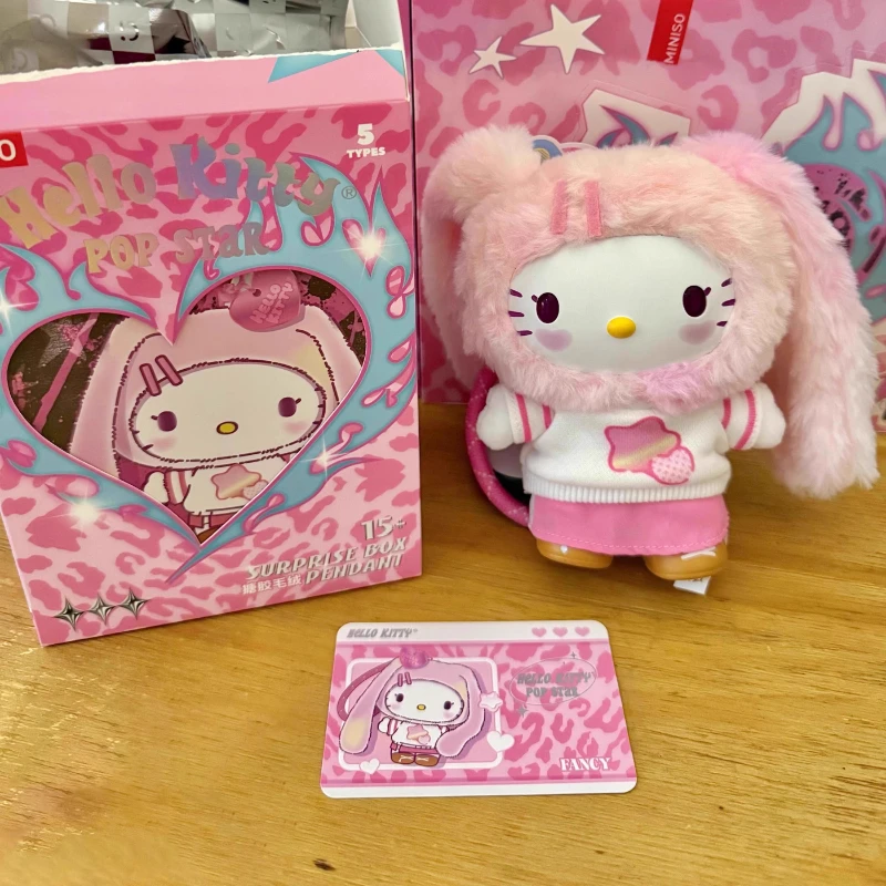 MINISO Sanrio персонажи Hello Kitty попстар серии слепая коробка виниловое лицо плюшевая кукла кулон брелок Рождественский подарок