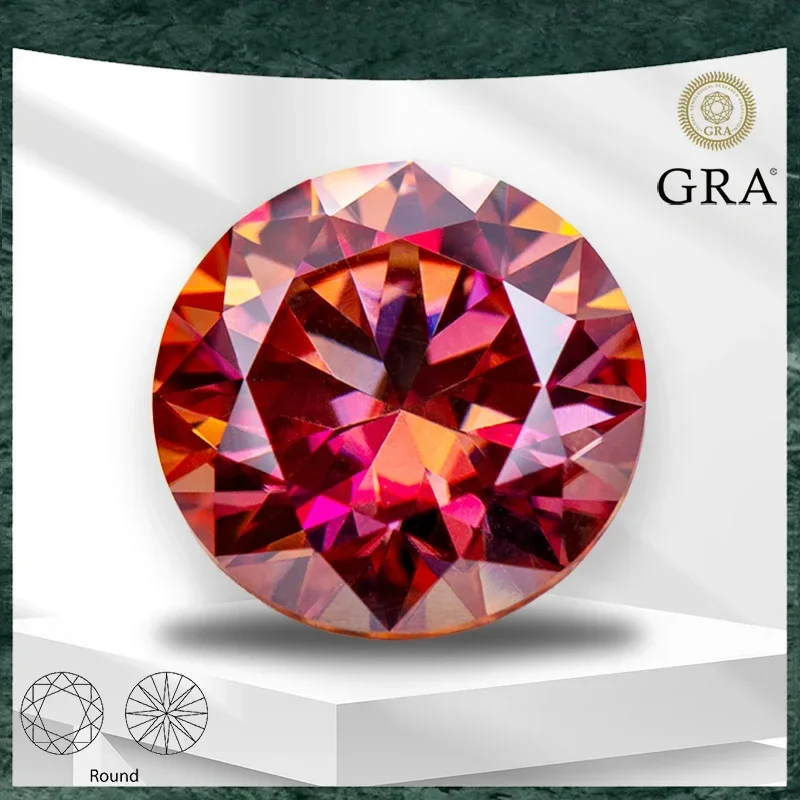 

Moissanite Stone Watermelon Red Colour Round Cut VVS1 with GRA Certificate for Gemstone Charms Beads Jewelry Making Materials