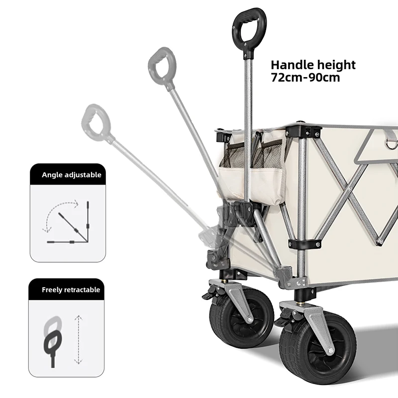 Heavy Duty Folding Camping Wagon Cart - Collapsible Portable Garden Trolley with Quick Fold/Unfold for Camping, Picnic, Beach