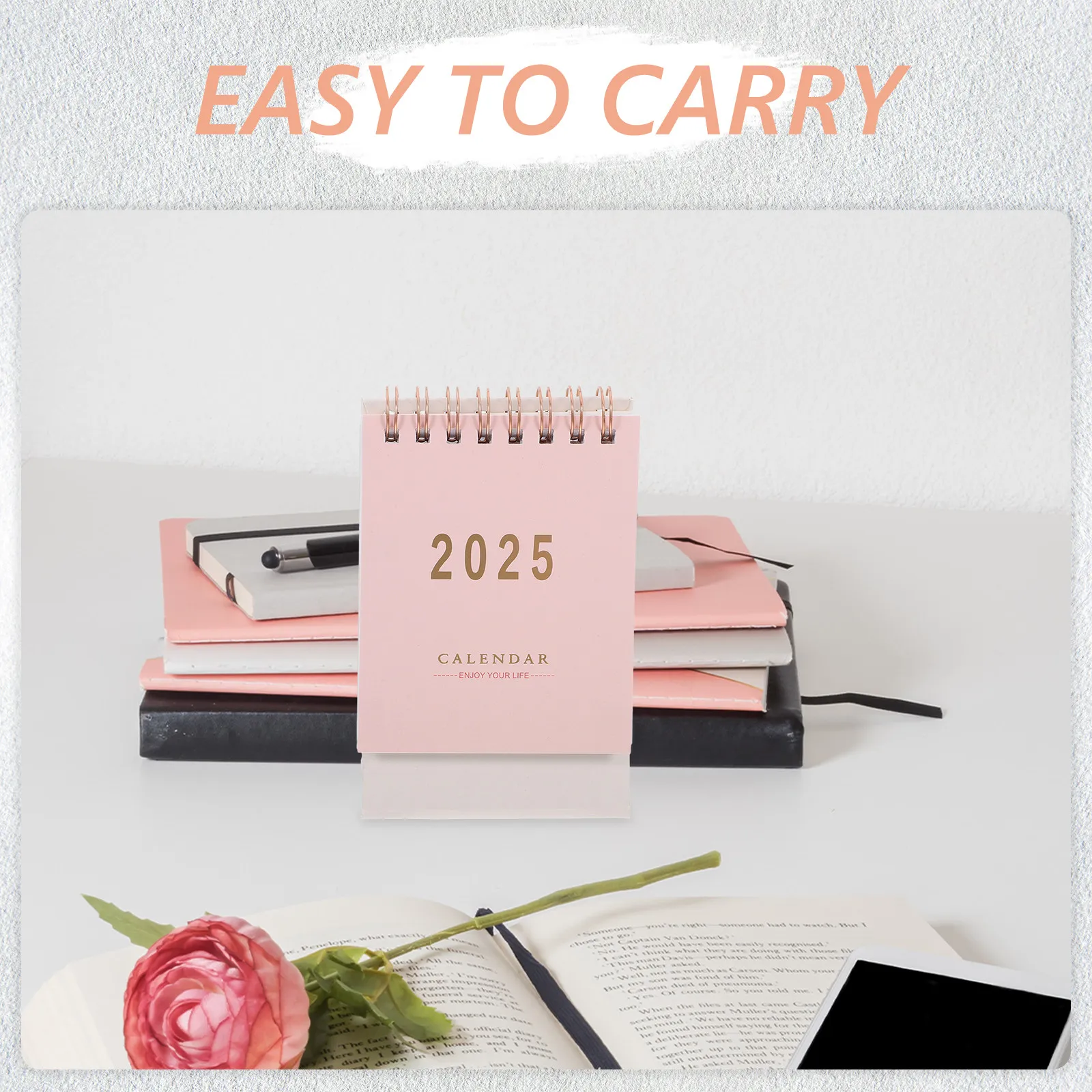 

Mini Cute Desktop Calendar 2024-2025 Flip Style Monthly Desk Calendar Thick Paper Ink-Resistant for Office School Home Use