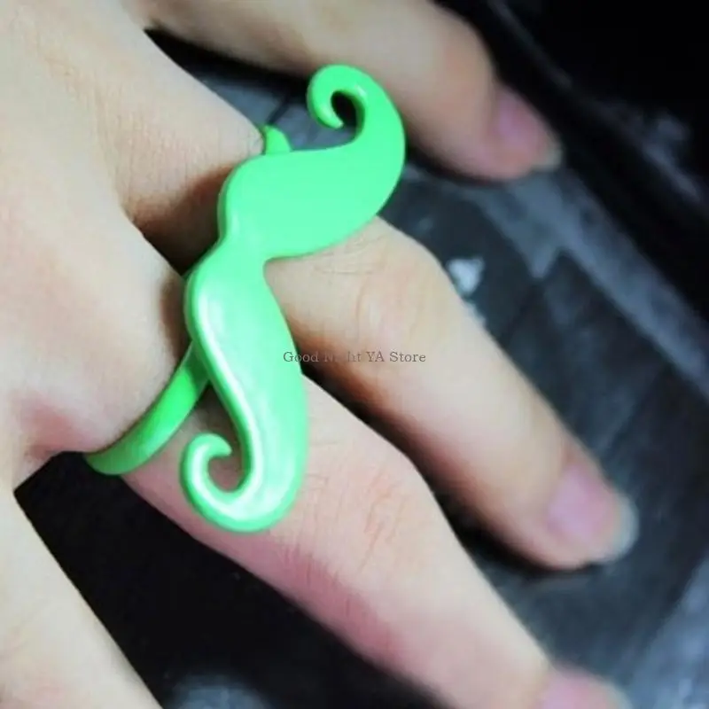 Metal Mustache Rings Adjustable Open Finger Rings Halloween Cosplay Accessory