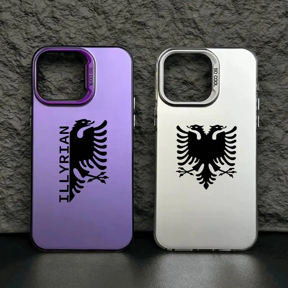 เคสโทรศัพท์ลายธงชาติแอลเบเนีย สีเงิน สำหรับ iPhone 17 16 16e 15 14 13 12 11 Pro Max Plus แบบด้าน ป้องกันการกระแทก
