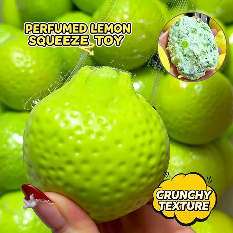 Color‑Change Lemon Handmade Squeeze Fidget Ball Squishy Toy Crunchy ASMR Noise Sound Sensory Relief Mood Stress ADHD Toy Gift