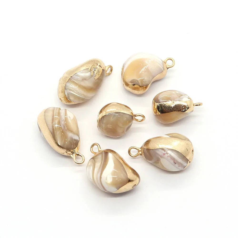 1pc Women\'s Irregular Pendant Natural Mother of Pearl Double Hole Connector Necklace and Bracelet Crafted Jewelry Accessories